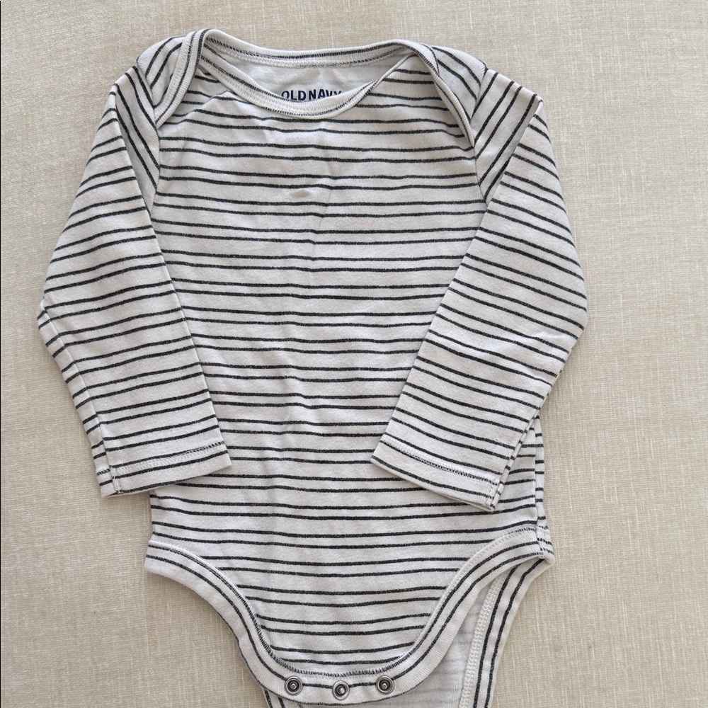 Old Navy Long-Sleeve Striped One-Piece - White & Black